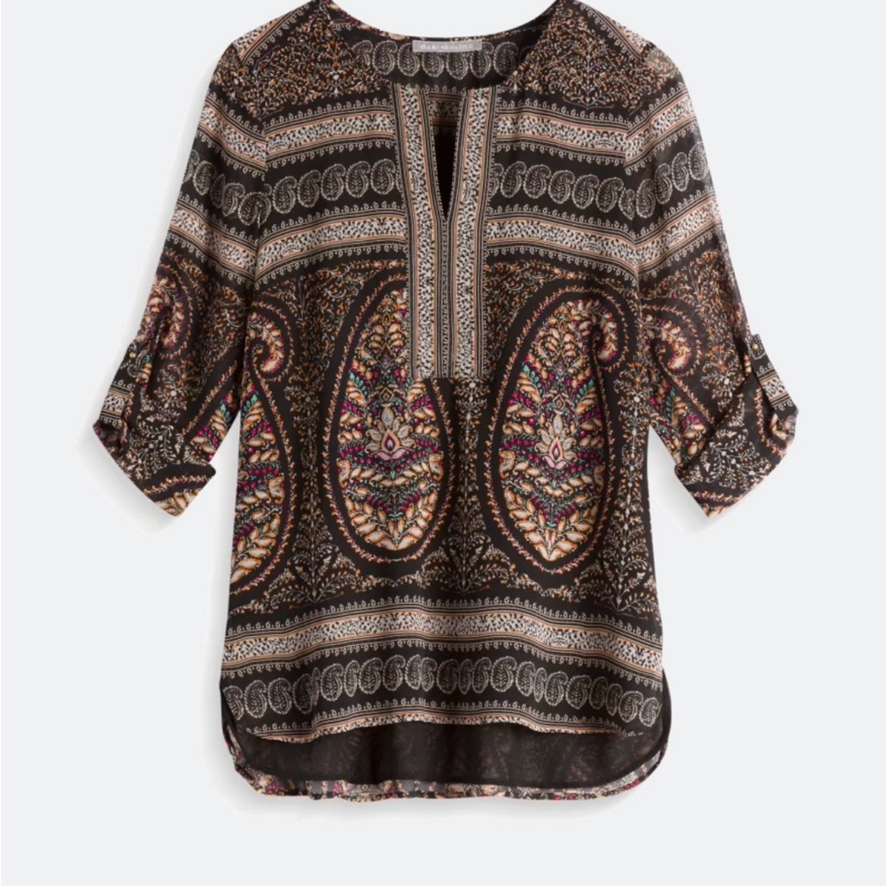 Daniel Rainn “Wiley” Paisley Print Women's Top - Black and Brown - S